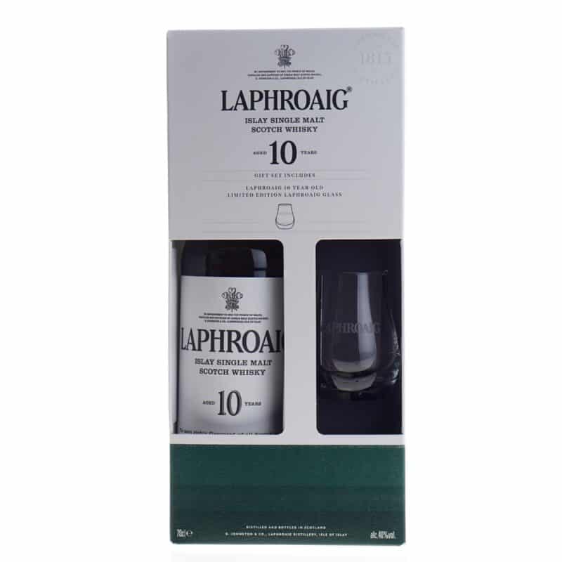 Laphroaig Whisky 10 Years met 1 glas
