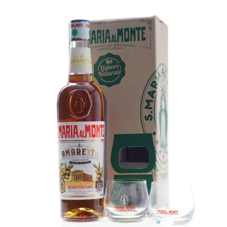 S.Maria Al Monte Amaretto 70cl Giftpack + 2 glazen